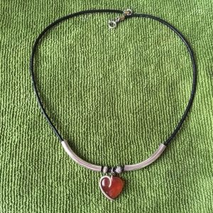 Burnt Orange Heart Pendant Necklace